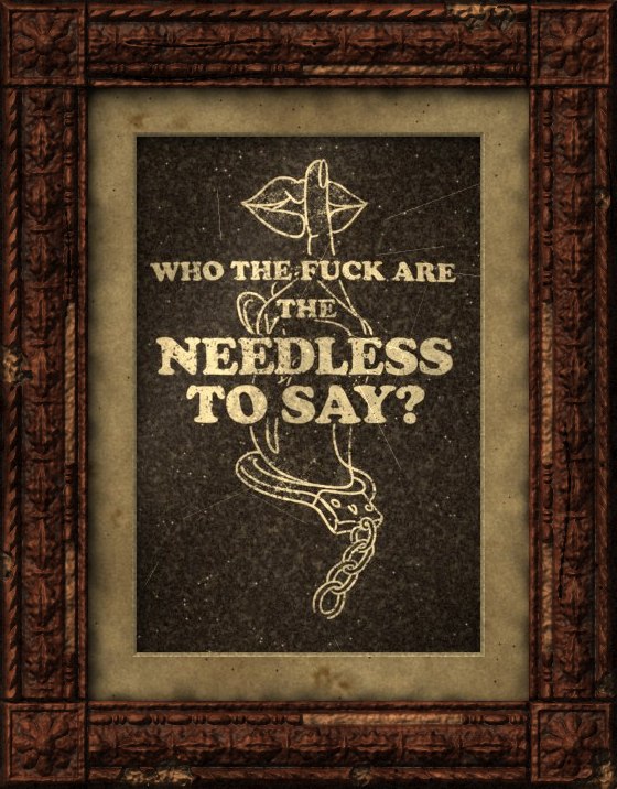 WHO THE FUCK ARE THE NEEDLESS TO SAY? (framed logo)